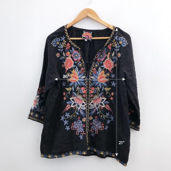 JOHNNY WAS Black Tiwa Peasant Blouse Medium - Picture 15 of 16